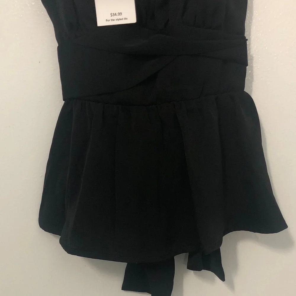 Trixxi Black Sleeveless Blouse with Tie Straps - Picture 5 of 7